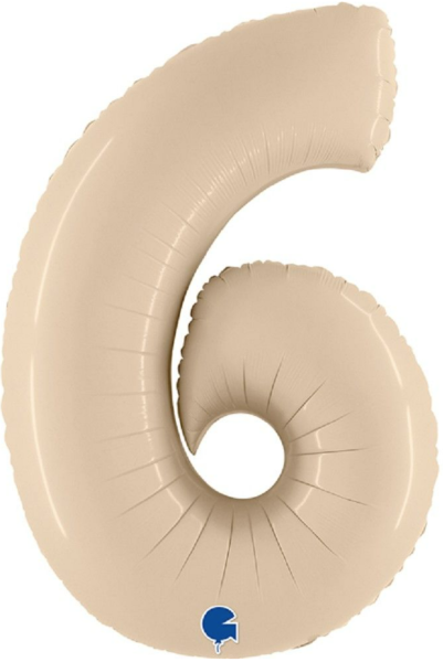 Folienballon - Zahl 6: Creme - ø 102cm